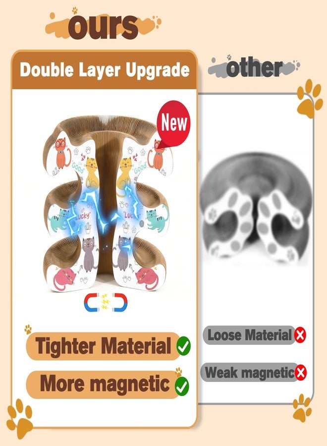 DoubleCare Double Layer Magic Organ Cat Scratcher Board with 4 Interactive Balls and 1 Interactive Cat Feather Toy, Foldable Scratching Pad for Indoor Cats, Magnetic Interactive Organ Toy, Portable Cat Toys - Image 2